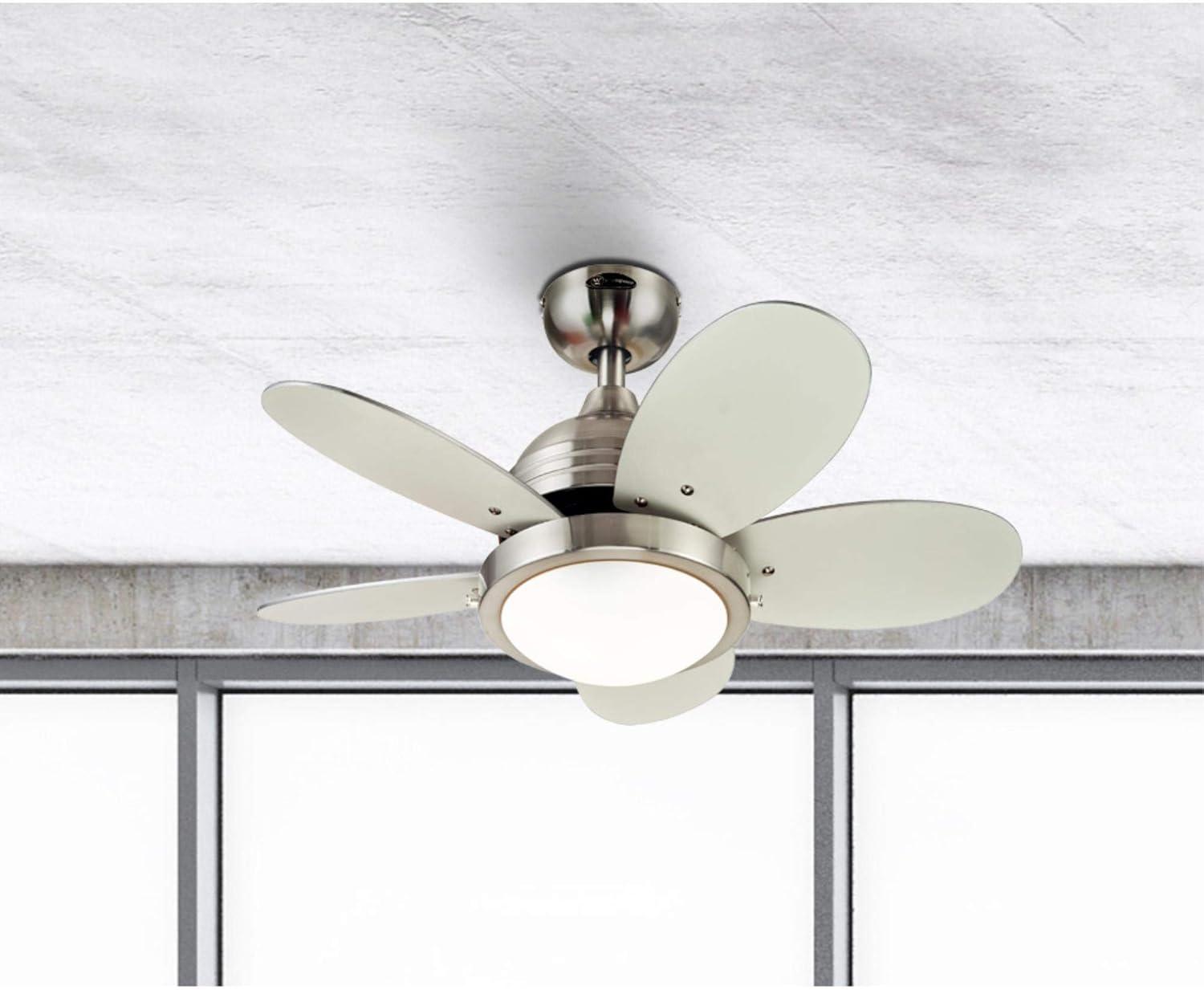 image:imageWestinghouse Lighting 7223600 Roundabout Indoor Ceiling Fan with Light 30 Inch Brushed NickelLED Lights