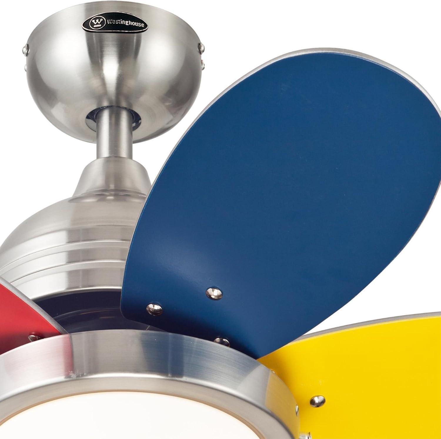 image:imageWestinghouse Lighting 7223600 Roundabout Indoor Ceiling Fan with Light 30 Inch Brushed NickelLED Lights