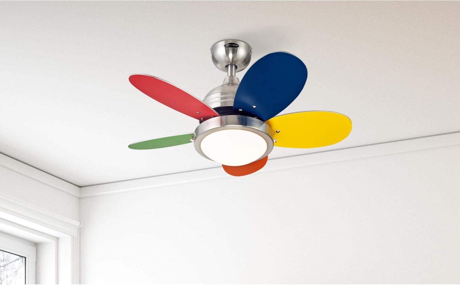 image:imageWestinghouse Lighting 7223600 Roundabout Indoor Ceiling Fan with Light 30 Inch Brushed NickelLED Lights