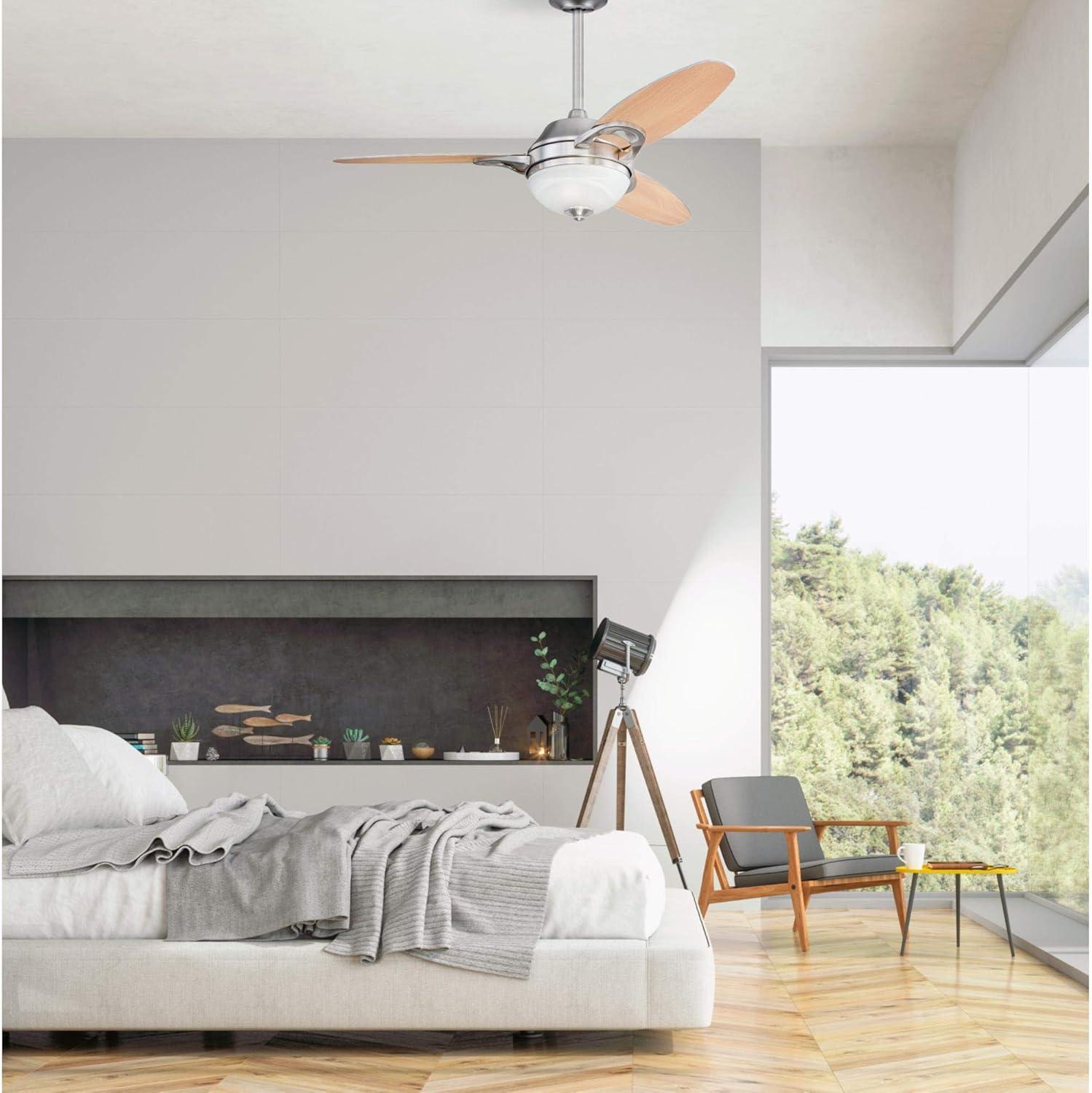 image:imageWestinghouse Lighting 7224400 Arcadia 46 Inch Brushed Nickel Indoor Ceiling Fan Dimmable LED Light Kit Frosted White Alabaster Glass Remote ControlBrushed Nickel