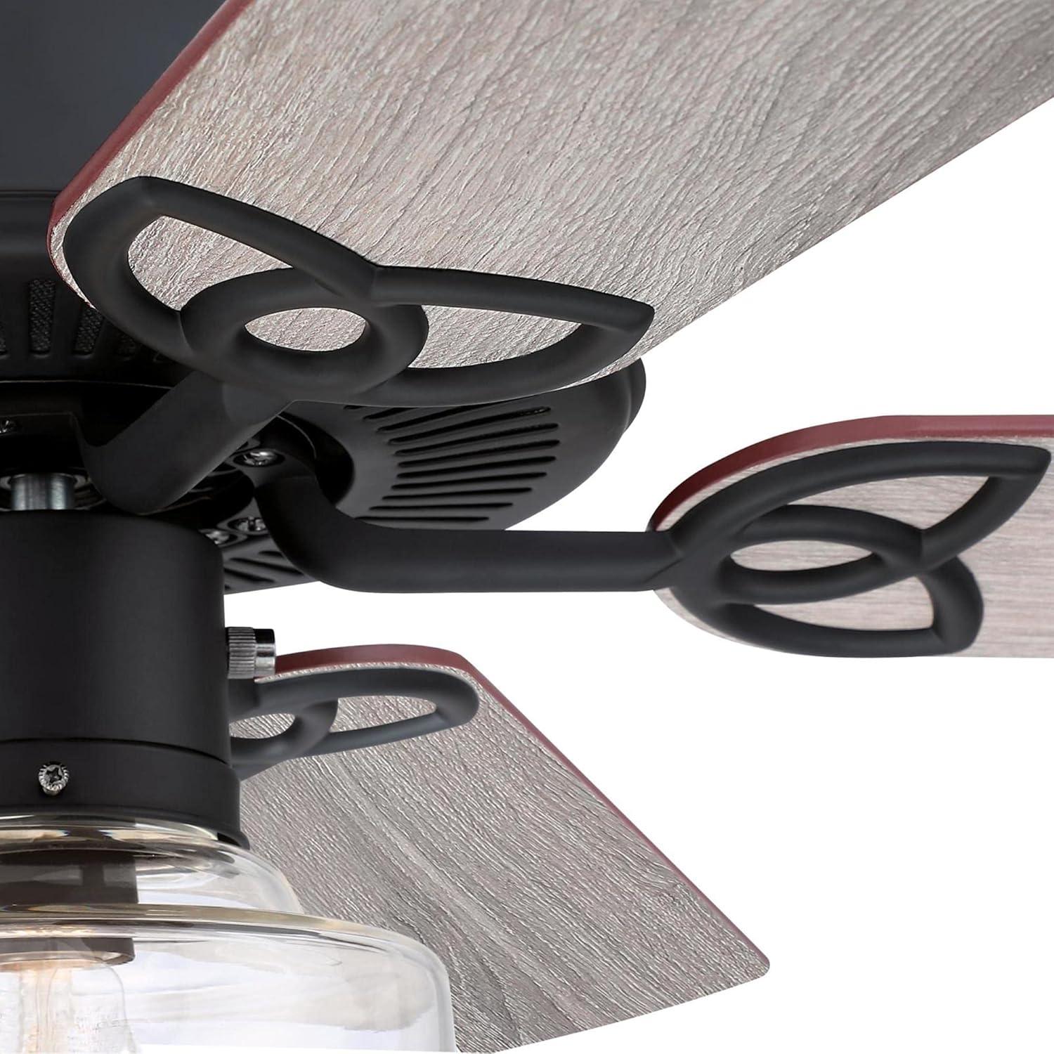 image:imageWestinghouse Lighting 7304800 Scholar VintageStyle LED Ceiling Fan with Light 52 Inch Matte Black Finish Clear Glass