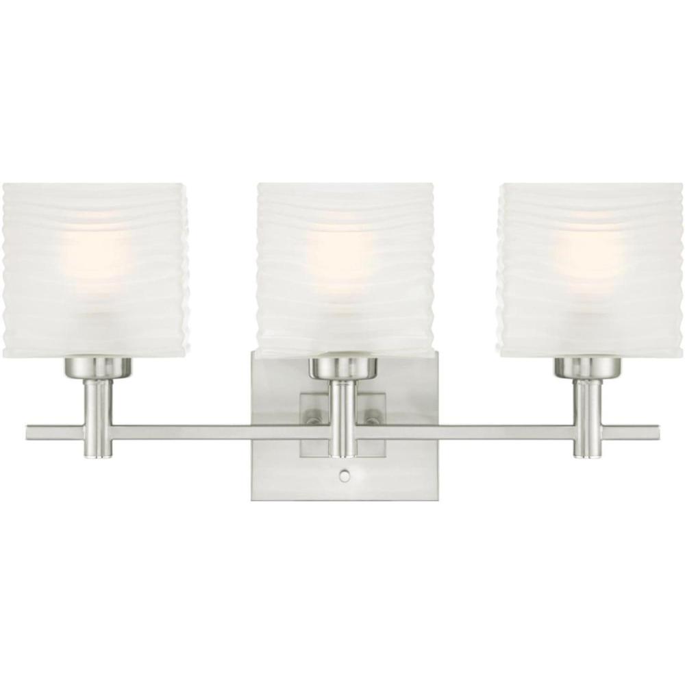 image:imageWestinghouse 6304100 Alexander FourLight Indoor Wall Fixture Brushed Nickel Finish with Rippled White Glazed GlassContemporary