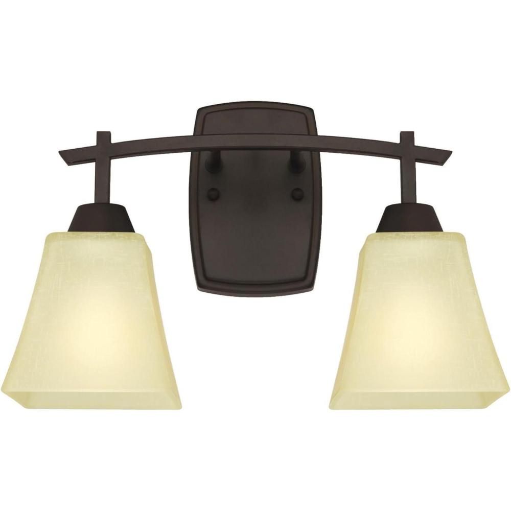 image:imageWestinghouse 6307400 Midori TwoLight Indoor Wall Fixture Finish Linen Oil Rubbed Bronze Amber Glass