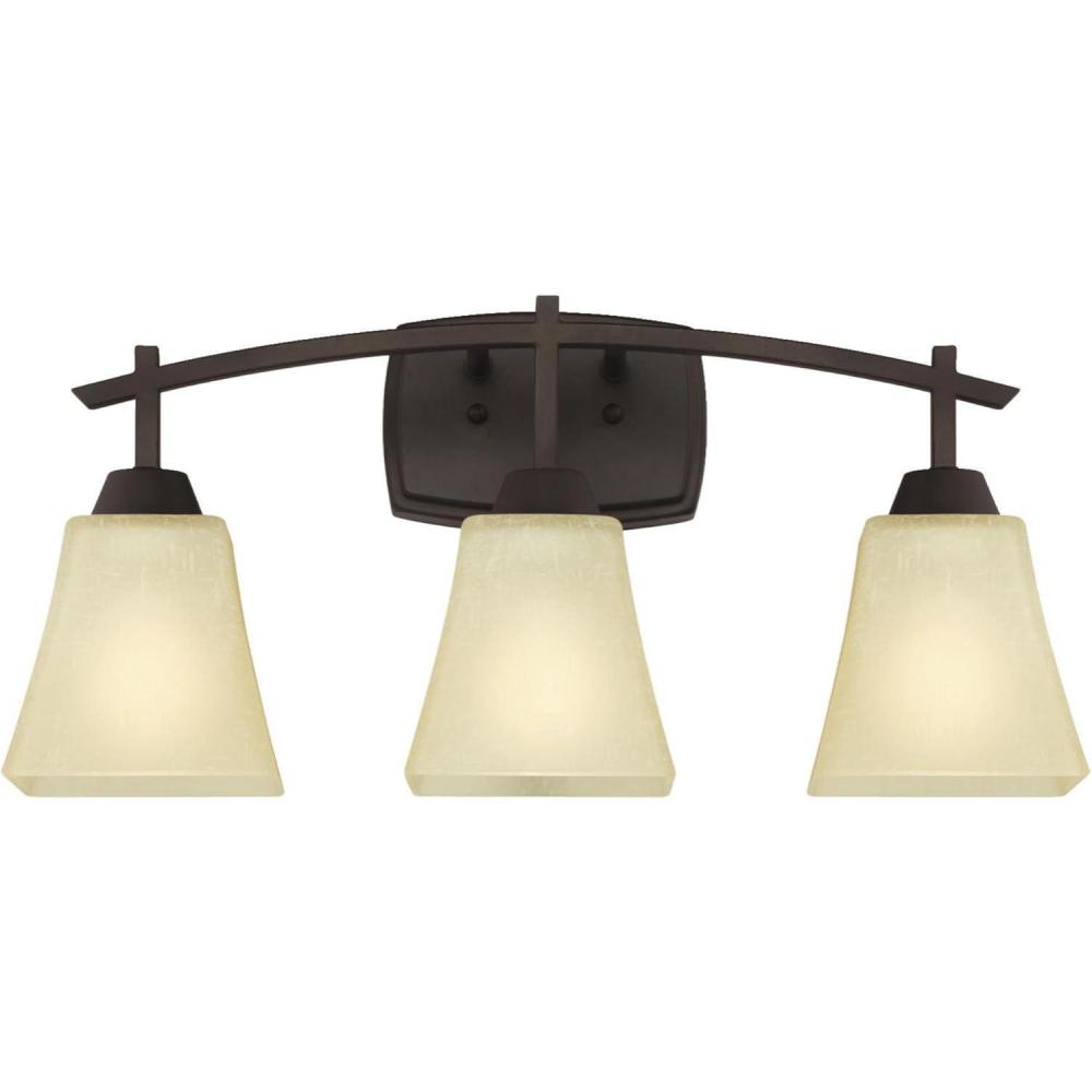 image:imageWestinghouse 6307500 Midori ThreeLight Indoor Wall Fixture Finish Linen Oil Rubbed BronzeAmber Glass