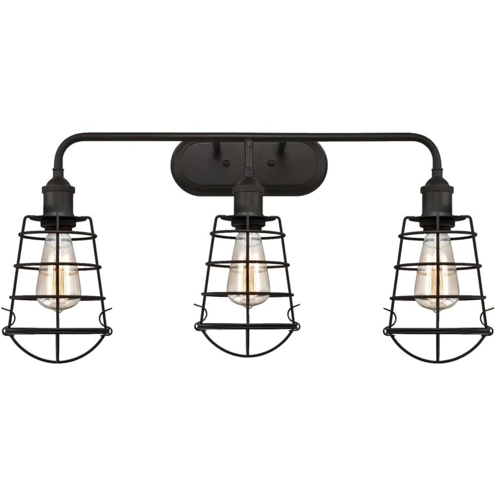 image:imageWestinghouse 6338000 Oliver ThreeLight Indoor Wall Fixture Oil Rubbed Bronze Finish with Cage Shades 3OilRubbed Bronze