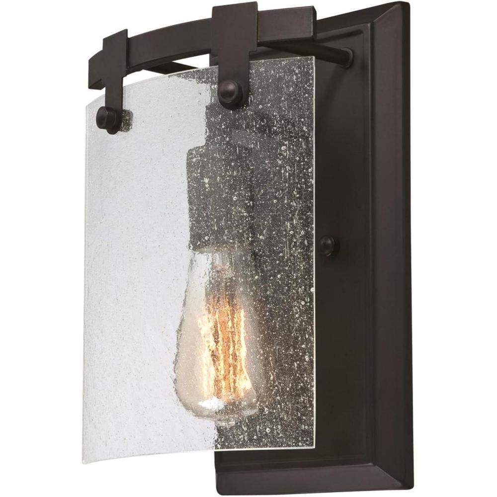 image:imageWestinghouse 6352300 Burnell OneLight Indoor Oil Rubbed Bronze Finish with Clear Seeded Glass Wall Fixture Black
