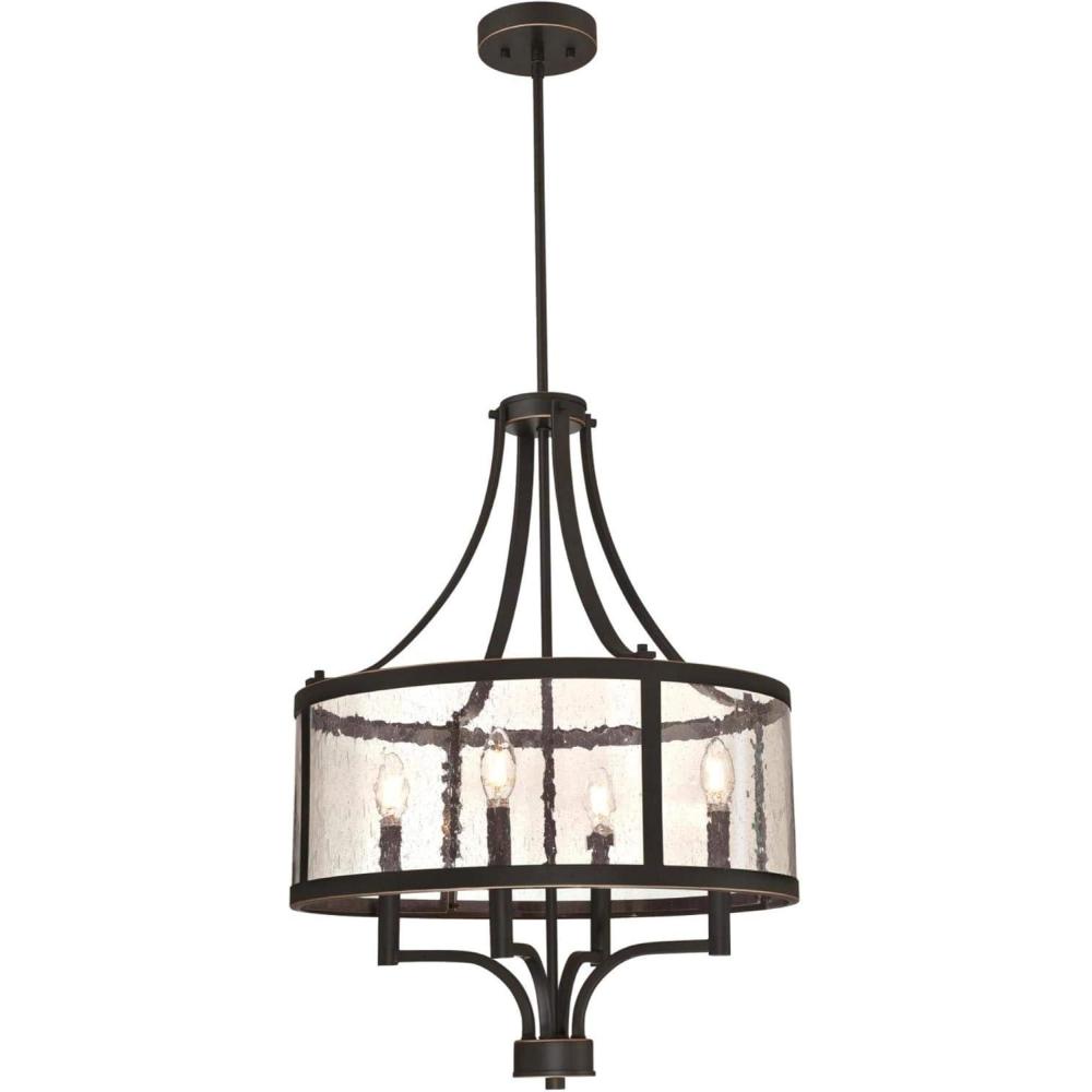 image:imageWestinghouse 6368400 Belle View FourLight Indoor Oil Rubbed Bronze Finish with Highlights and Clear Seeded Glass Chandelier One Size Oilrubbed Bronze