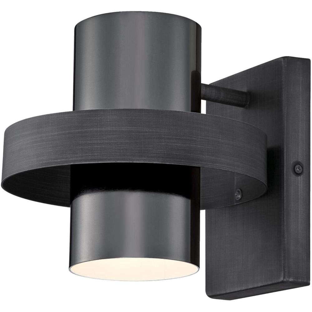 image:imageWestinghouse 6369100 Exton OneLight Indoor Wall Sconce Light Fixture Distressed Aluminum Finish with Gun Metal Shade BlackWall Sconce