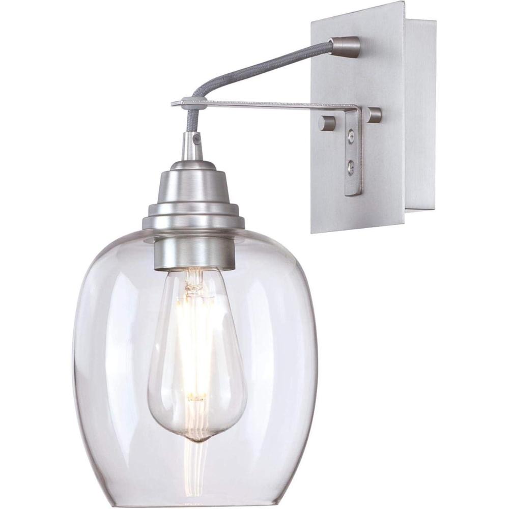 image:imageWestinghouse 6574100 Eldon TwoLight Indoor Wall Fixture Aluminum Finish with Clear Glass Brushed NickelBrushed Nickel