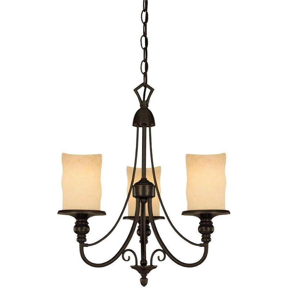 image:imageWestinghouse 69000 Hearthstone ThreeLight Chandelier Burnished Bronze Patina Finish with Burnt Scavo Globe