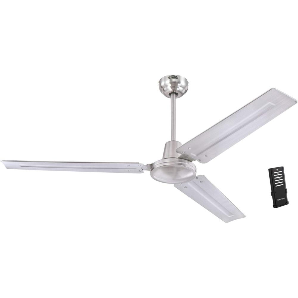 image:imageWestinghouse 7840900 Industrial 56Inch ThreeBlade Ceiling Fan with JHook Installation System White Wall ControlBrushed Nickel