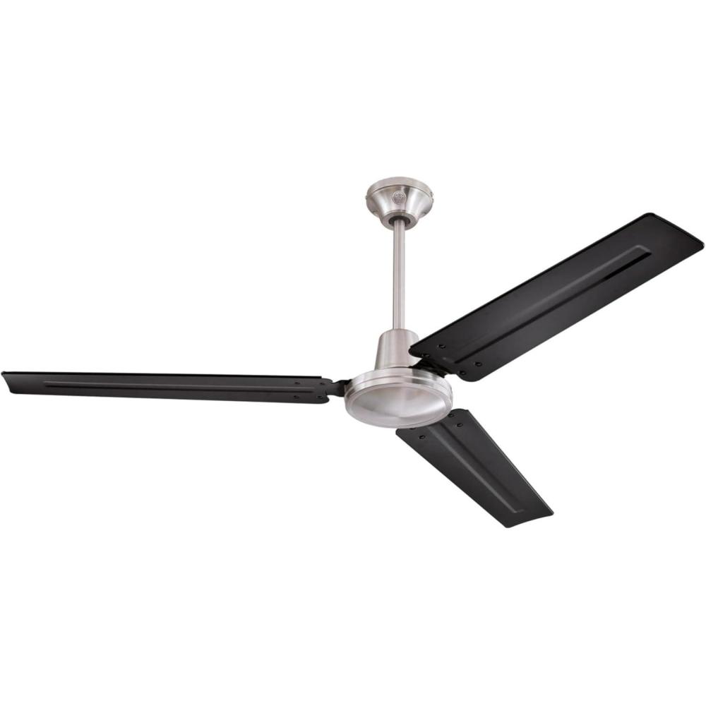 image:imageWestinghouse 7840900 Industrial 56Inch ThreeBlade Ceiling Fan with JHook Installation System White Wall ControlBrushed Nickel with Black Blades