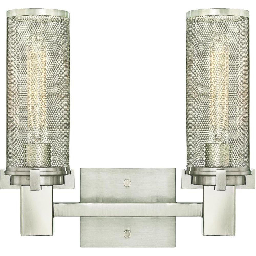 image:imageWestinghouse Lighting 6330400 Adler TwoLight Indoor Wall Fixture Brushed Nickel Finish with Mesh Shades2Light Wall Fixture