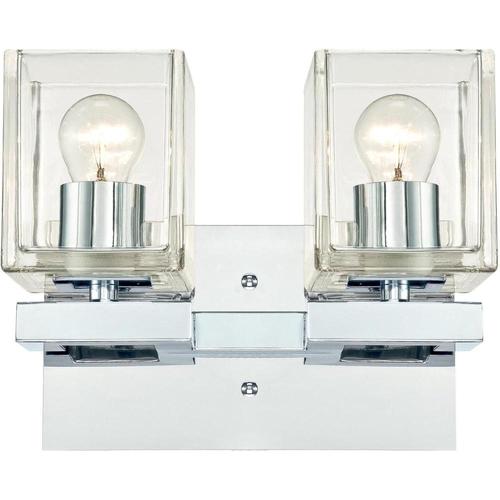 image:imageWestinghouse Lighting 6334400 Nyle TwoLight Indoor Wall Fixture Chrome Finish with Clear Glass2Light Wall Fixture