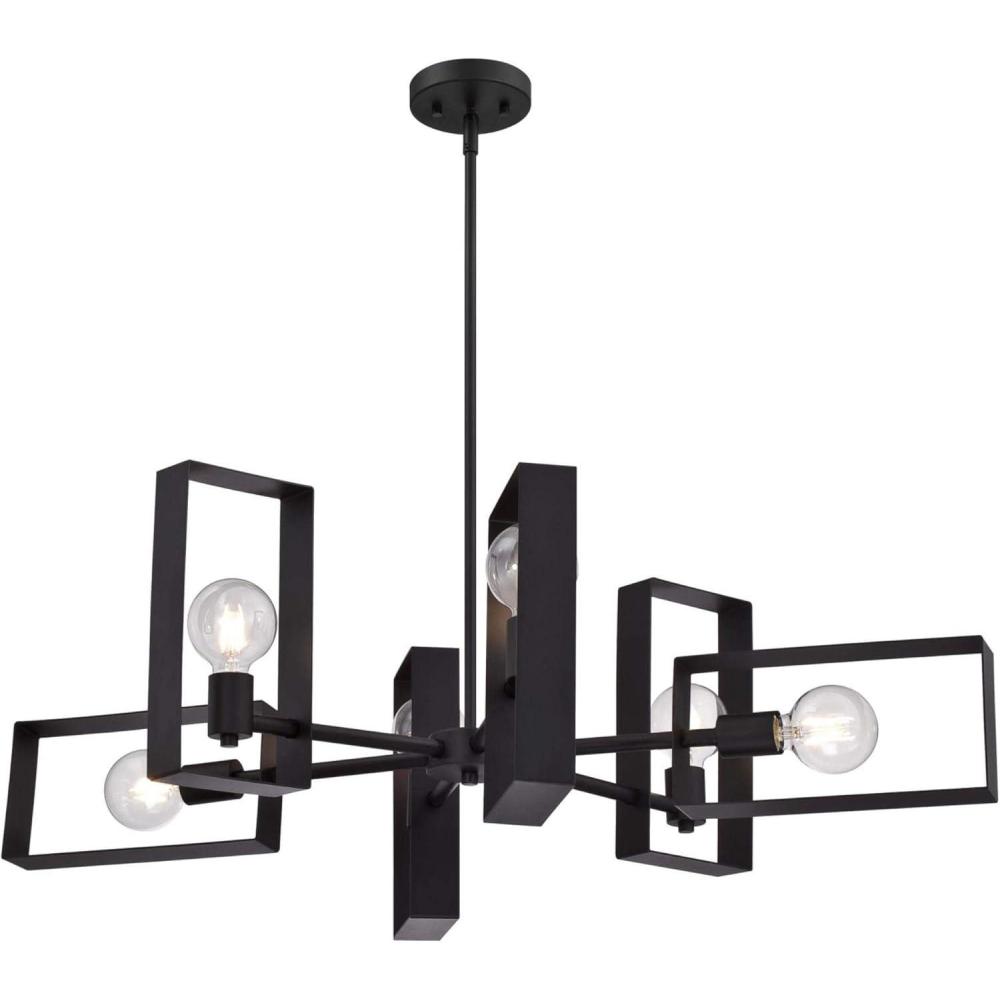 image:imageWestinghouse Lighting 6575600 Porter SixLight Indoor Chandelier Matte Black Finish