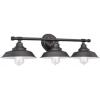 Westinghouse 6354400 Iron Hill Three-Light Indoor Wall, 3, Brushed Nickel(Oil Rubbed Bronze with White Shades)