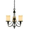Westinghouse 69000 Hearthstone Three-Light Chandelier, Burnished Bronze Patina Finish with Burnt Scavo Globe