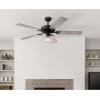 Westinghouse Lighting 7304800 Scholar, Vintage-Style LED Ceiling Fan with Light, 52 Inch, Matte Black Finish, Clear Glass