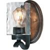 6331600 Barnwell One-Light Indoor Wall Fixture, Textured Iron and Barnwood Finish with Clear Hammered Glass