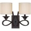 Westinghouse 6302700 Lenola Two-Light Indoor Wall Fixture, Amber Bronze Finish with Beige Fabric Shades(2-Light Wall Fixture)