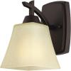 Westinghouse 6307300 Midori One-Light Indoor Wall Fixture, Finish Linen, Oil Rubbed Bronze – Amber Glass(Oil Rubbed Bronze – Amber Glass)