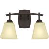 Westinghouse 6307400 Midori Two-Light Indoor Wall Fixture, Finish Linen, Oil Rubbed Bronze – Amber Glass