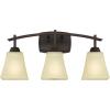 Westinghouse 6307500 Midori Three-Light Indoor Wall Fixture, Finish Linen, Oil Rubbed Bronze-Amber Glass