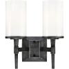 Westinghouse 6324900 Courtfield Two-Light Indoor Wall Fixture, Distressed Aluminum Finish with White Opal Glass(2-Light Wall Fixture)