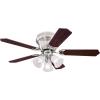 Westinghouse Contempra Trio 42 Inch Ceiling Fan with Light, Indoor Brushed Nickel Ceiling Fan for Small Rooms, Reversible Blades Rosewood/Bird’s Eye Maple, LED Bulbs Included