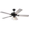 Westinghouse Lighting 7304800 Scholar, Vintage-Style LED Ceiling Fan with Light, 52 Inch, Matte Black Finish, Clear Glass