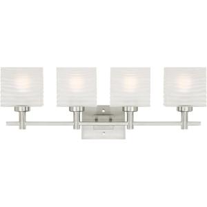 Westinghouse 6304100 Alexander Four-Light Indoor Wall Fixture, Brushed Nickel Finish with Rippled White Glazed Glass(4-Light Wall Fixture)