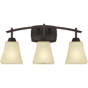 Westinghouse 6307500 Midori Three-Light Indoor Wall Fixture, Finish Linen, Oil Rubbed Bronze-Amber Glass