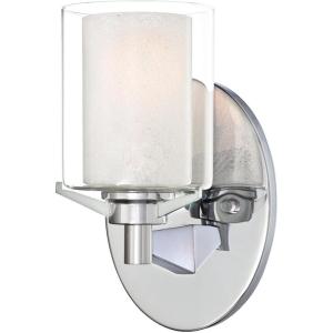 Westinghouse 6331500 Glenford One-Light Indoor Wall Fixture, Chrome Finish with Ice Inner and Clear Glass Outer Shade(1-Light Wall Sconce)