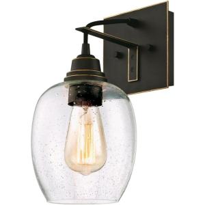 Westinghouse 6333200 Eldon One-Light Indoor Wall Fixture, Oil Rubbed Bronze Finish with Highlights and Clear Seeded Glass