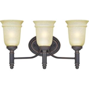 Westinghouse 6342800 Montrose Three-Light Indoor Wall Fixture, Oil Rubbed Bronze Finish with Highlights and Mocha Scavo Glass