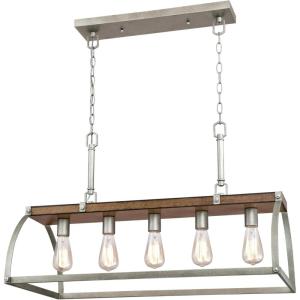 Westinghouse 6351700 Oak Lane Five-Light Indoor Chandelier, Barnwood & Galvanized Steel