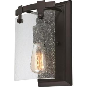 Westinghouse 6352300 Burnell One-Light Indoor, Oil Rubbed Bronze Finish with Clear Seeded Glass Wall Fixture, Black