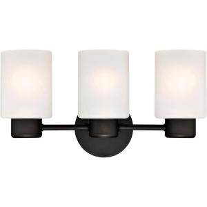 Westinghouse 6354100 Sylvestre Three-Light Indoor Wall Fixture, Oil Rubbed Bronze Finish with Frosted Glass