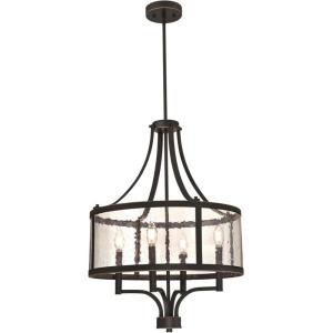 Westinghouse 6368400 Belle View Four-Light Indoor, Oil Rubbed Bronze Finish with Highlights and Clear Seeded Glass Chandelier, One Size , Oil-rubbed Bronze