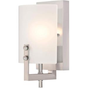 Westinghouse 6369500 Enzo James One Indoor Fixture, Finish Wall Sconce, 1-Light, Brushed Nickel Frosted Glass(Brushed Nickel Frosted Glass)