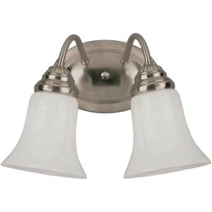Westinghouse 6461700 Two Light Interior Wall Fixture Brushed Nickel Finish with White Opal Glass