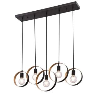 Westinghouse 6575700 Olympus Five-Light Indoor Chandelier, Matte Black Finish with Textured Gold Accents