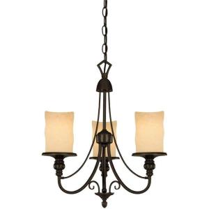 Westinghouse 69000 Hearthstone Three-Light Chandelier, Burnished Bronze Patina Finish with Burnt Scavo Globe