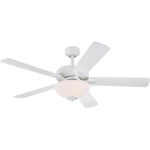 Westinghouse 7308300 Albert, Traditional LED Ceiling Fan with Light, 52 Inch, White Finish, Frosted Glass