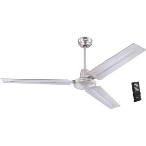 Westinghouse 7840900 Industrial 56-Inch Three-Blade Ceiling Fan with J-Hook Installation System, White, Wall Control(Brushed Nickel)