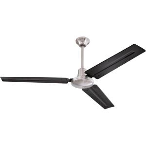Westinghouse 7840900 Industrial 56-Inch Three-Blade Ceiling Fan with J-Hook Installation System, White, Wall Control(Brushed Nickel with Black Blades)