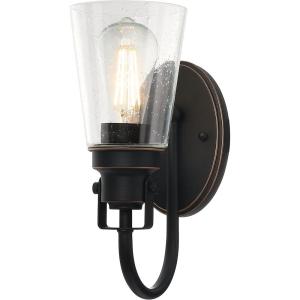 Westinghouse Lighting 6334000 Ashton Three-Light Indoor Wall Fixture, Antique Brass Finish with Clear Seeded Glass(Black-Bronze)