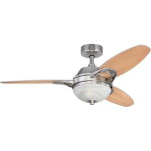 Westinghouse Lighting 7224400 Arcadia 46 Inch Brushed Nickel Indoor Ceiling Fan, Dimmable LED Light Kit, Frosted White Alabaster Glass, Remote Control(Brushed Nickel)