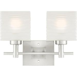 Westinghouse White 6303900 Alexander Two-Light Indoor Wall Fixture, Brushed Nickel Finish with Rippled Glazed Glass