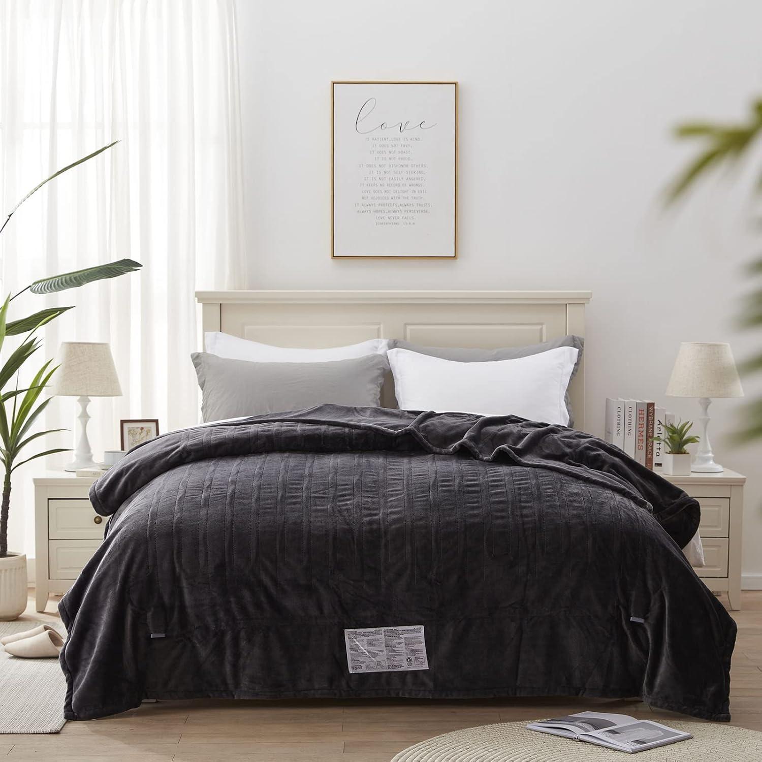 image:imageWestinghouse Electric Blanket Heated Throw Super Cozy Soft Flannel 50 x 60 Heated Throw with 6 Fast Heating Levels amp 210 AutoOff Machine Washable ETLampFCC Certification Home Office Use GreyCharcoal